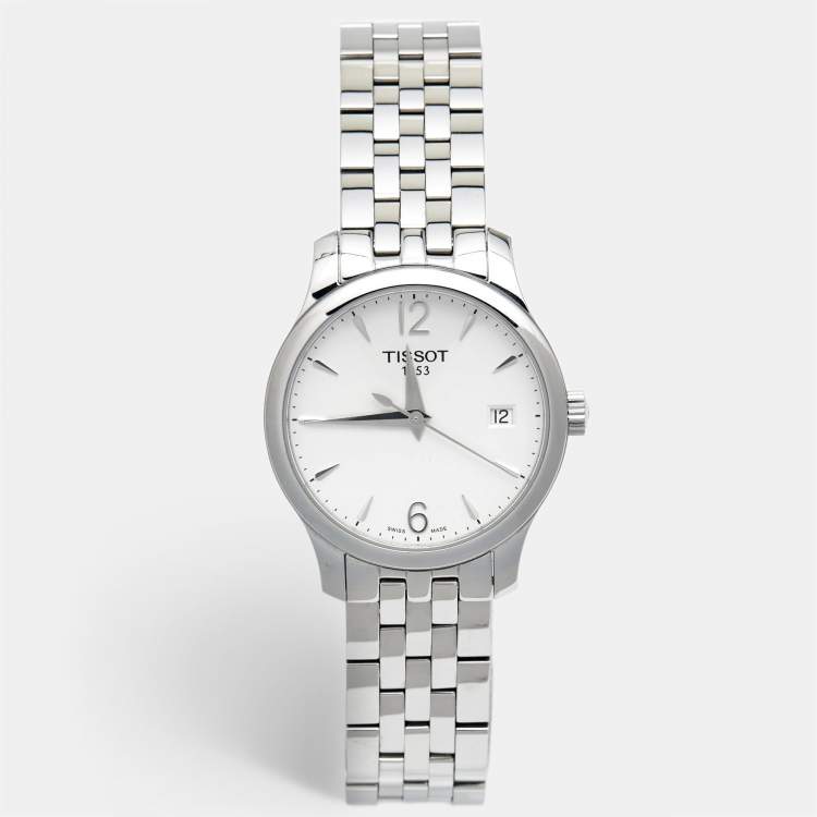 Pre Owned Tissot Silver Stainless Steel Tradition T063.210.11.037.00 Women's Wristwatch 33 mm