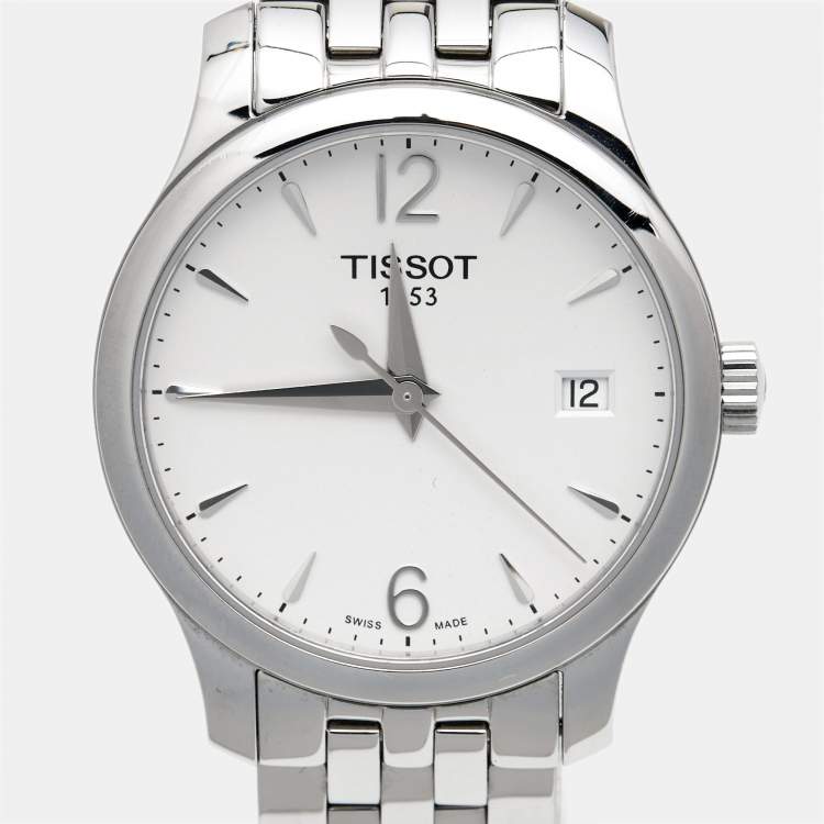 Pre Owned Tissot Silver Stainless Steel Tradition T063.210.11.037.00 Women's Wristwatch 33 mm