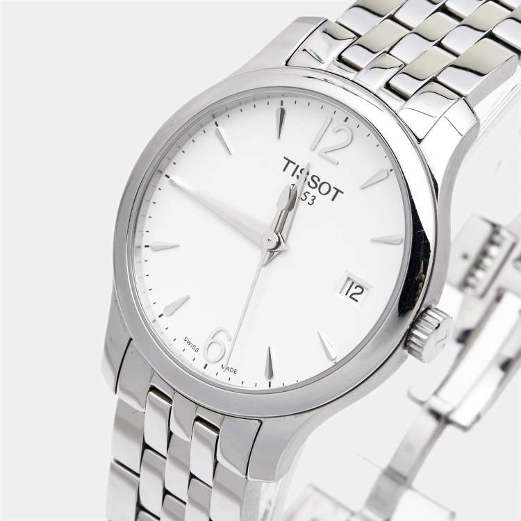 Pre Owned Tissot Silver Stainless Steel Tradition T063.210.11.037.00 Women's Wristwatch 33 mm