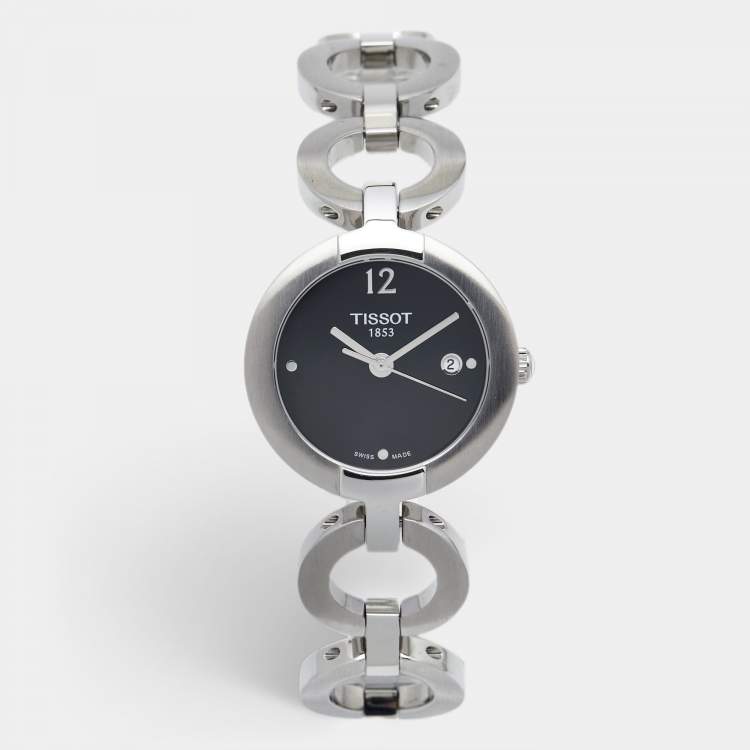 Pre Owned Tissot Black Stainless Steel Pinky T084.210.11.057.00 Women's Wristwatch 27.95 mm