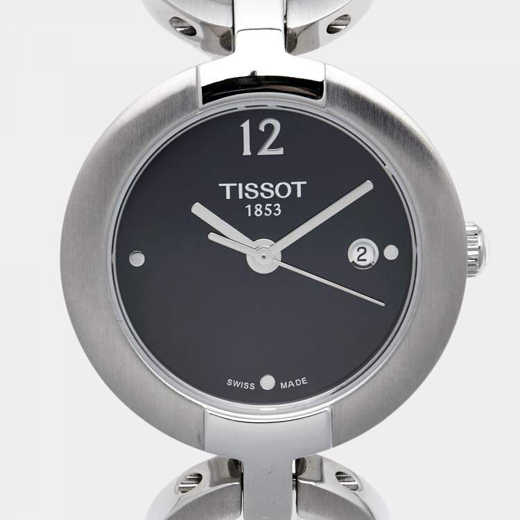 Pre Owned Tissot Black Stainless Steel Pinky T084.210.11.057.00 Women's Wristwatch 27.95 mm