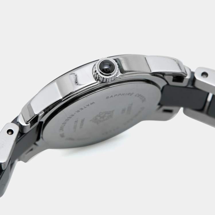 Pre Owned Tissot Black Ceramic Stainless Steel Diamond T-Trend T064.210.22.056.00 Women's Wristwatch 28 mm