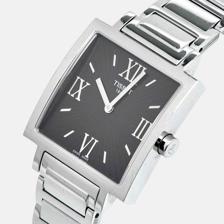 Pre Owned Tissot Black Stainless Steel Happy Chic T034.309.11.053.00 Women's Wristwatch 29 mm