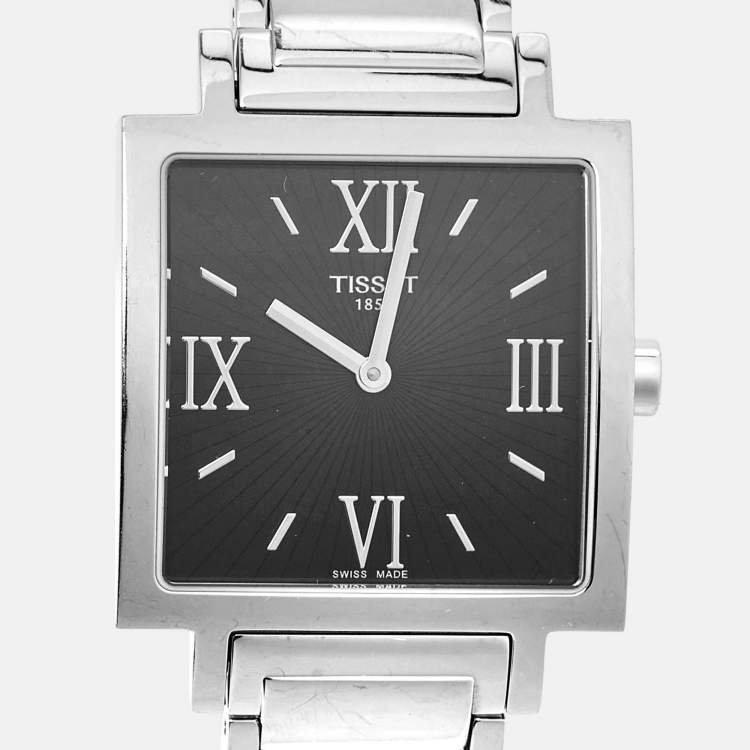 Pre Owned Tissot Black Stainless Steel Happy Chic T034.309.11.053.00 Women's Wristwatch 29 mm