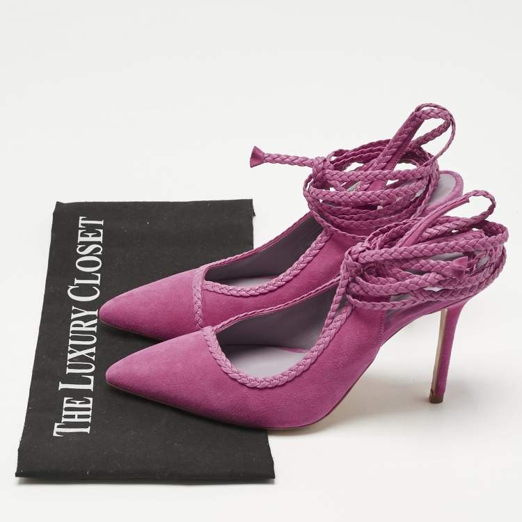 Pre Owned Titi Adesa Pink Suede Didi Ankle Wrap Pumps Size 38