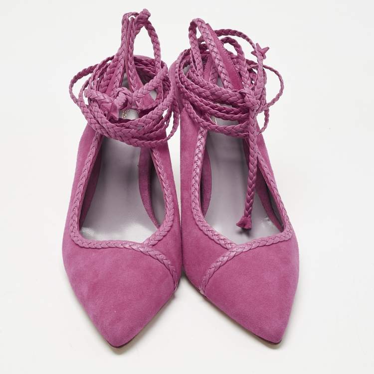 Pre Owned Titi Adesa Pink Suede Didi Ankle Wrap Pumps Size 38