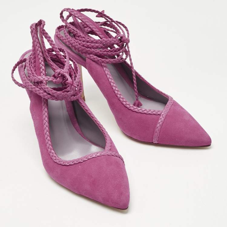 Pre Owned Titi Adesa Pink Suede Didi Ankle Wrap Pumps Size 38