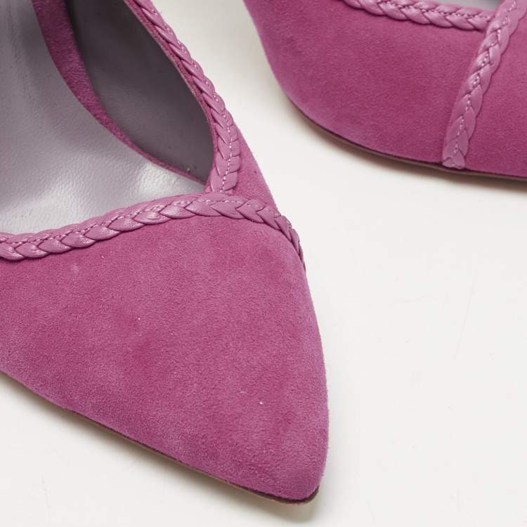 Pre Owned Titi Adesa Pink Suede Didi Ankle Wrap Pumps Size 38