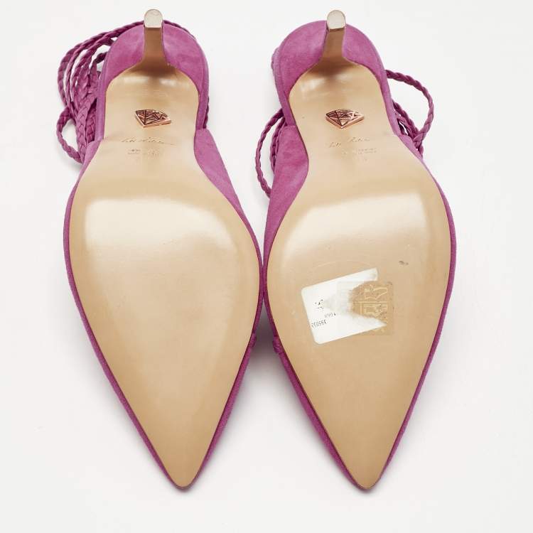 Pre Owned Titi Adesa Pink Suede Didi Ankle Wrap Pumps Size 38