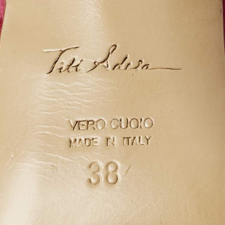 Pre Owned Titi Adesa Pink Suede Didi Ankle Wrap Pumps Size 38