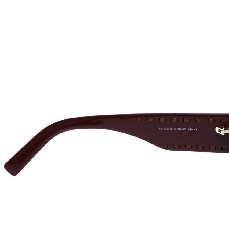 Pre Owned Tod's Burgundy Tortoise Gradient TO 213 Square Sunglasses