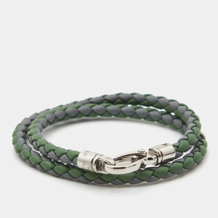 Pre Owned Tod's MyColors Bicolor Leather SIlver Tone Bracelet