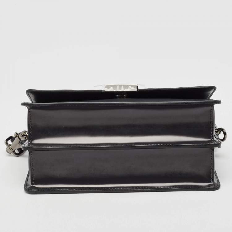 Pre Owned Tod's Dark Grey Leather Mini T Timeless Shoulder Bag