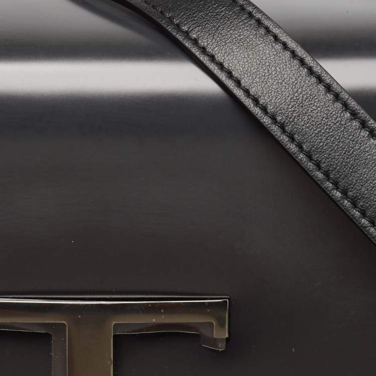 Pre Owned Tod's Dark Grey Leather Mini T Timeless Shoulder Bag