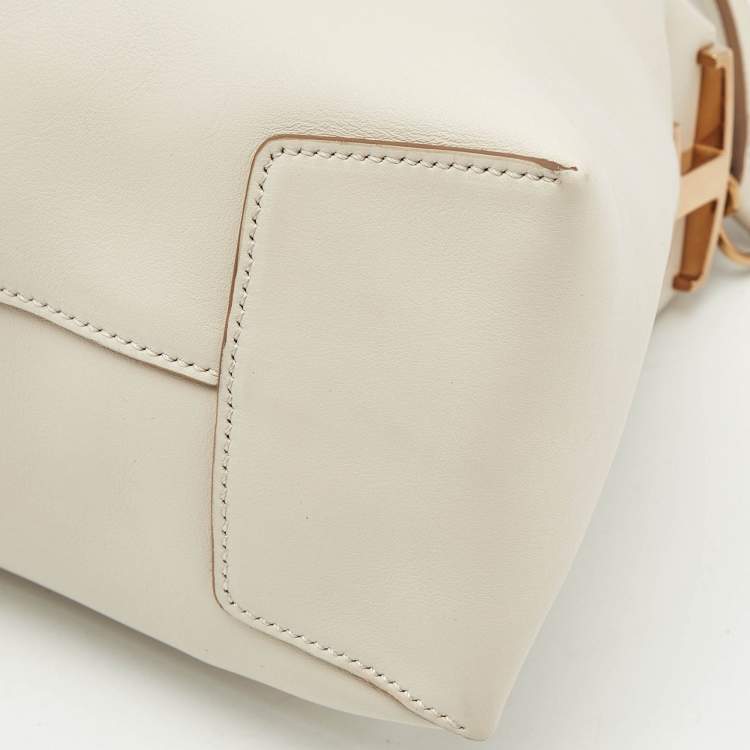 Pre Owned Tod's Off White Leather Small T Case Shoulder Bag