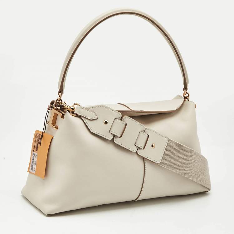 Pre Owned Tod's Off White Leather Small T Case Shoulder Bag