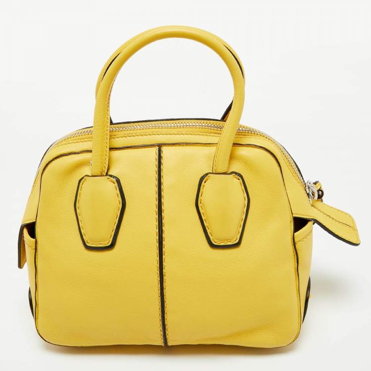 Pre Owned Tod's Yellow Leather Bauletto Satchel