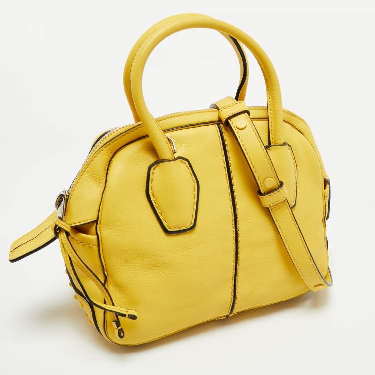 Pre Owned Tod's Yellow Leather Bauletto Satchel