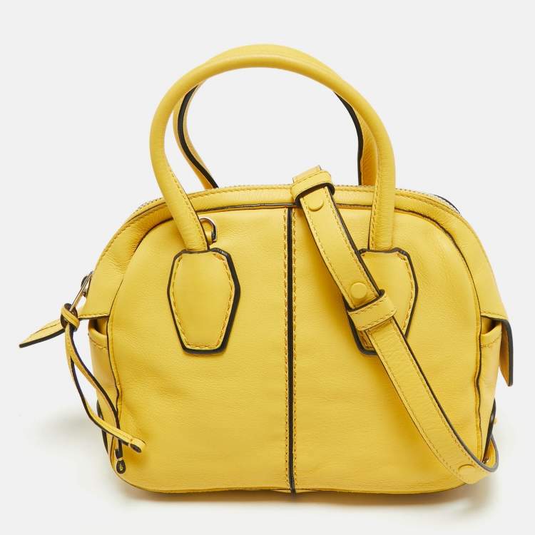 Pre Owned Tod's Yellow Leather Bauletto Satchel