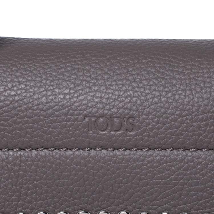Pre Owned Tod's Grey Leather Monospalla Rings Top Handle Bag