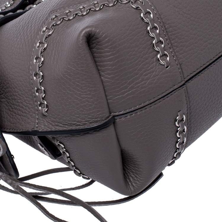 Pre Owned Tod's Grey Leather Monospalla Rings Top Handle Bag