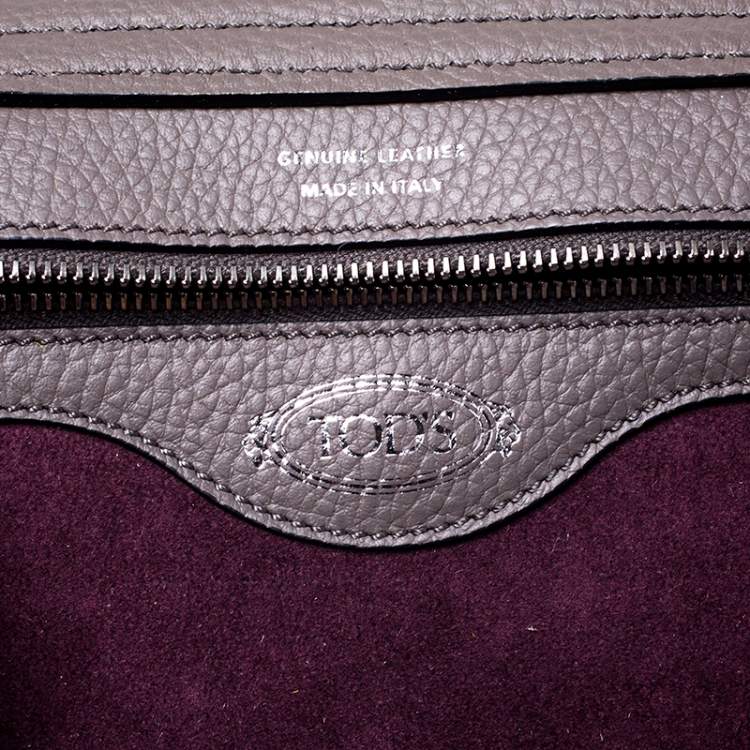 Pre Owned Tod's Grey Leather Monospalla Rings Top Handle Bag