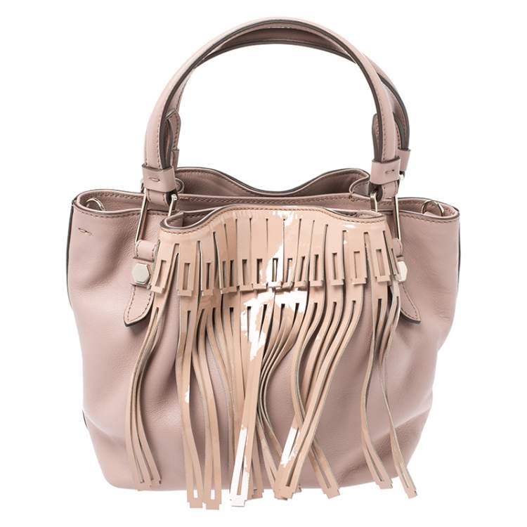 Pre Owned Tod's Beige Leather Fringe Tote