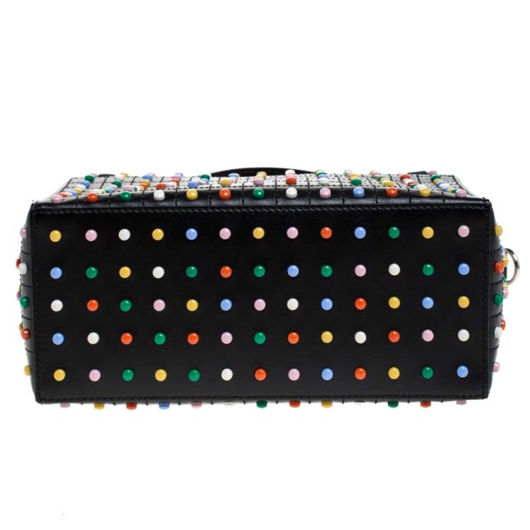Pre Owned Tod's Black Leather Multicolored Studs Gommino Bag 