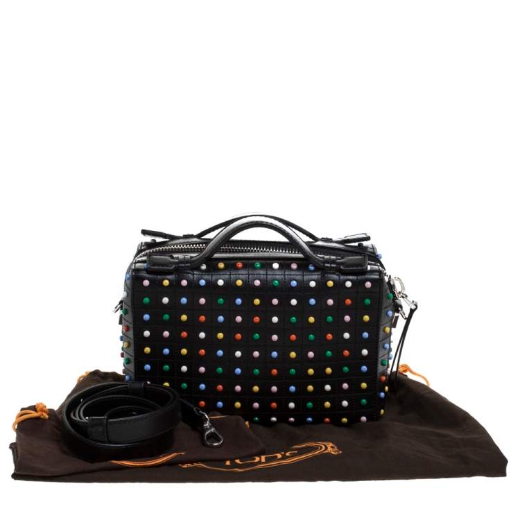 Pre Owned Tod's Black Leather Multicolored Studs Gommino Bag 