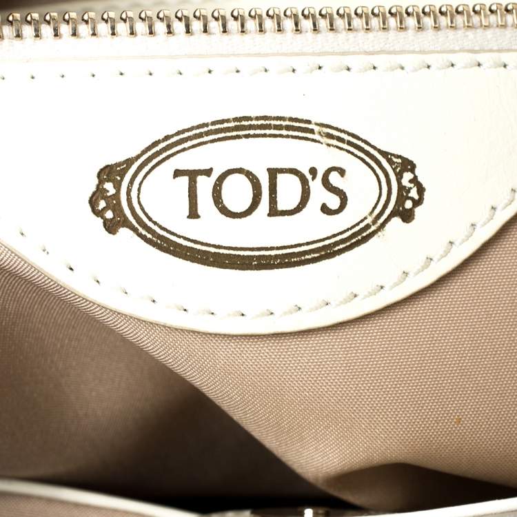Pre Owned Tod's Beige/Brown Leather and Patent Leather Shopper Tote