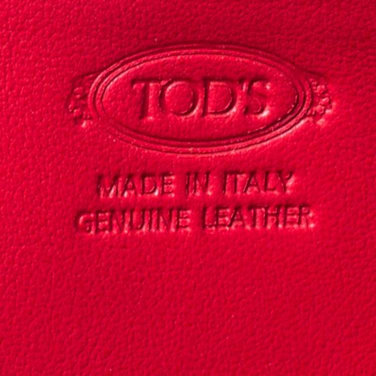 Pre Owned Tod's Red Leather Zip Around Continental Wallet
