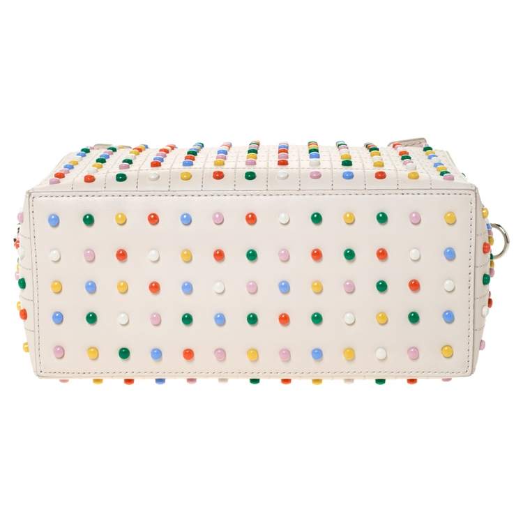 Pre Owned Tod's Cream Leather Multicolored Studs Gommino Bag 