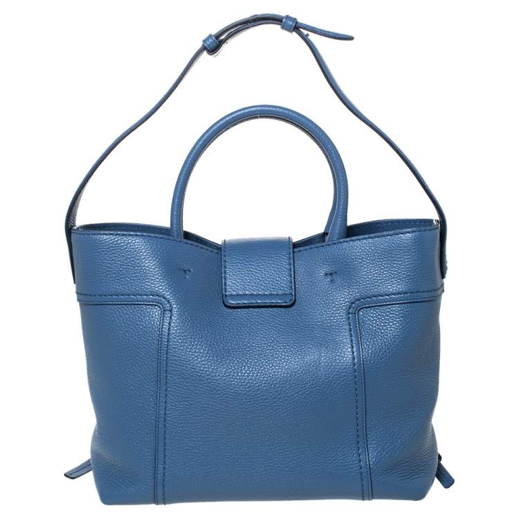 مملوكة مسبقًا Tod's Blue Leather Medium Double T Tote