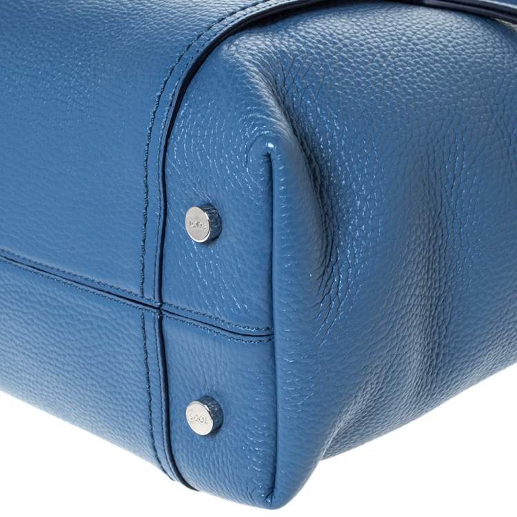 مملوكة مسبقًا Tod's Blue Leather Medium Double T Tote