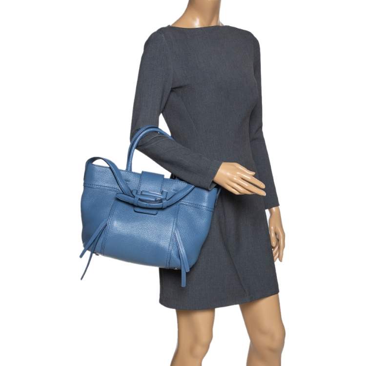 مملوكة مسبقًا Tod's Blue Leather Medium Double T Tote