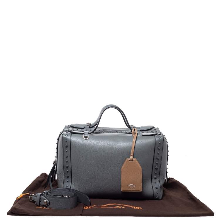 Pre Owned Tod's Grey Leather Medium Don Bauletto Gommino Bag