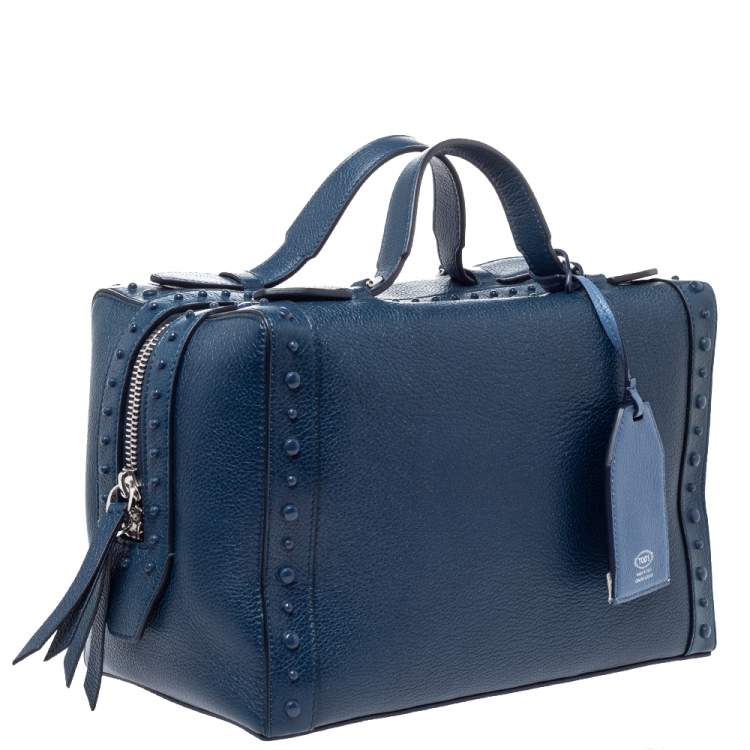 Pre Owned Tod's Blue Leather Medium Don Bauletto Gommino Bag
