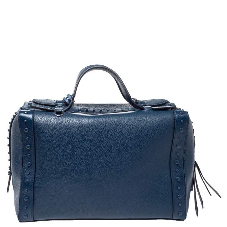 Pre Owned Tod's Blue Leather Medium Don Bauletto Gommino Bag