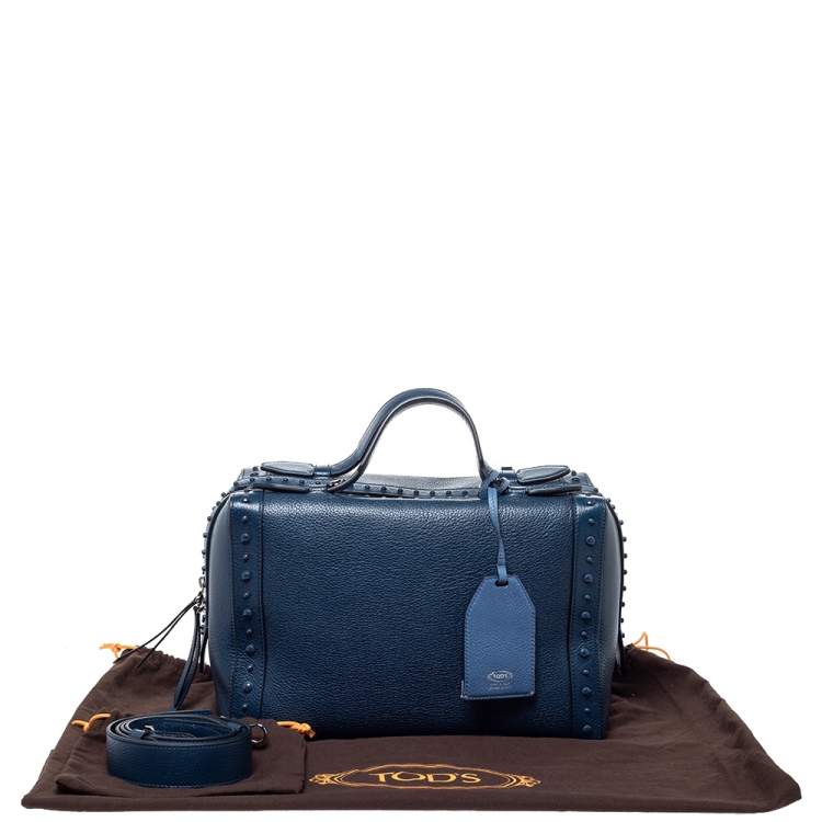 Pre Owned Tod's Blue Leather Medium Don Bauletto Gommino Bag