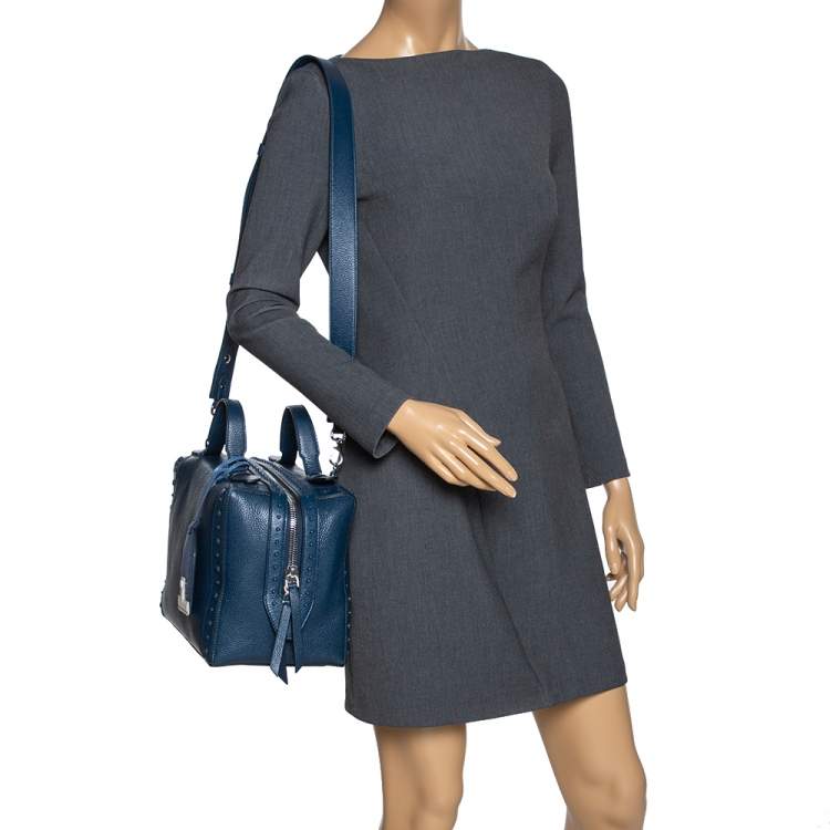 Pre Owned Tod's Blue Leather Medium Don Bauletto Gommino Bag
