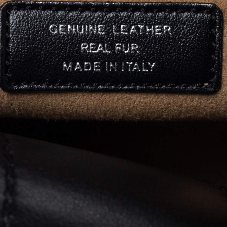 مملوكة مسبقًا Tod's Black Mink Fur and Leather Double T Flap Tote