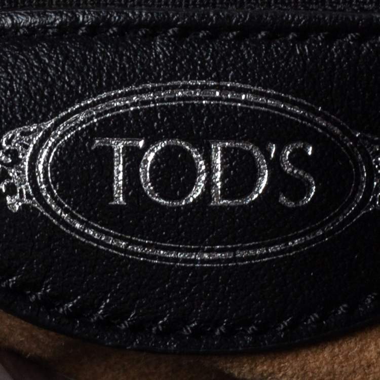 مملوكة مسبقًا Tod's Black Mink Fur and Leather Double T Flap Tote