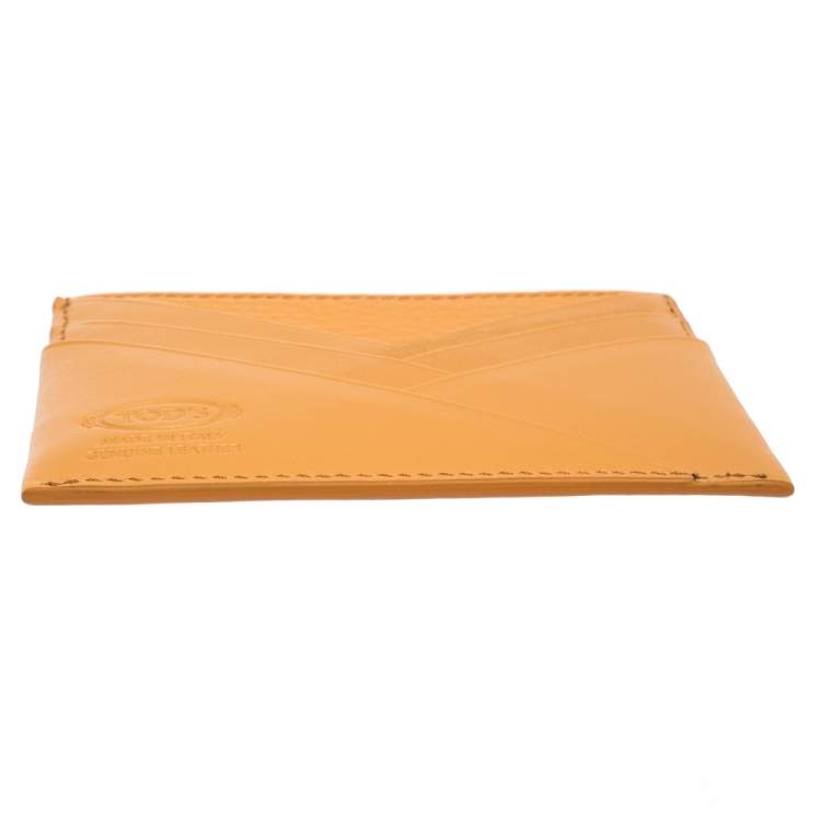 Pre Owned Tod's Orange Leather Card Holder