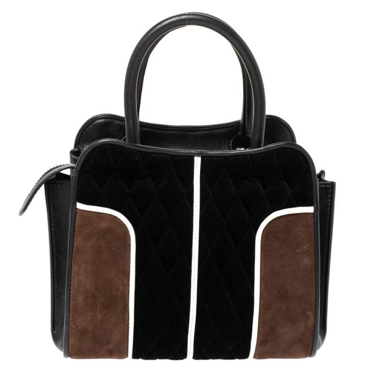 Pre Owned Tod's Black Velvet and Leather Sella Satchel