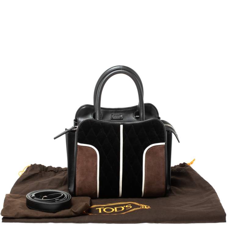 Pre Owned Tod's Black Velvet and Leather Sella Satchel