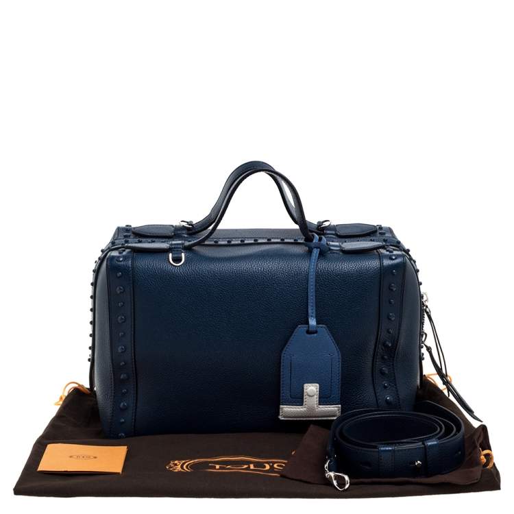 Pre Owned Tod's Blue Leather Medium Don Bauletto Gommino Bag