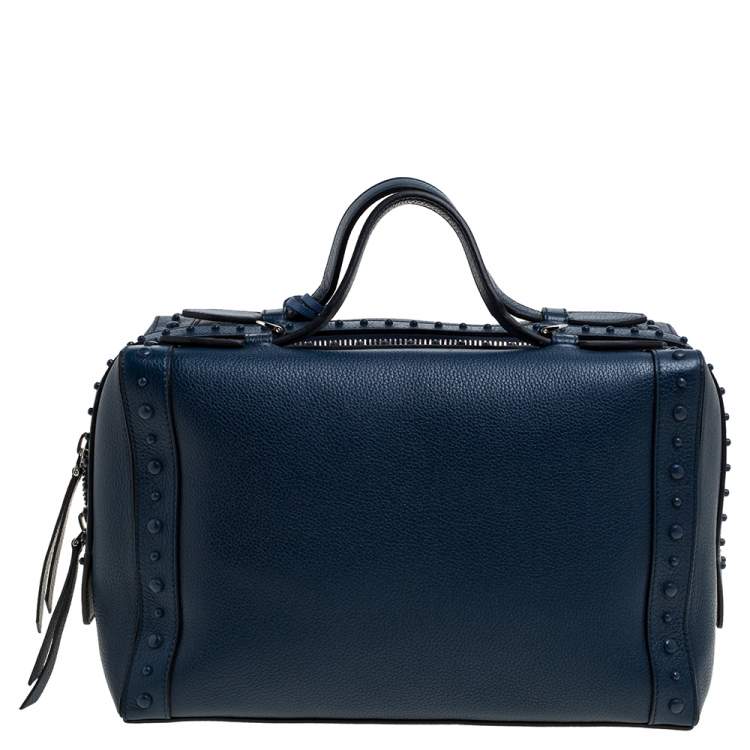 Pre Owned Tod's Blue Leather Medium Don Bauletto Gommino Bag