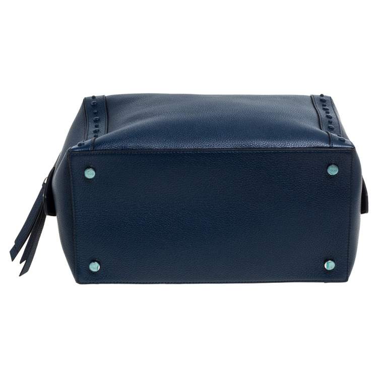 Pre Owned Tod's Blue Leather Medium Don Bauletto Gommino Bag