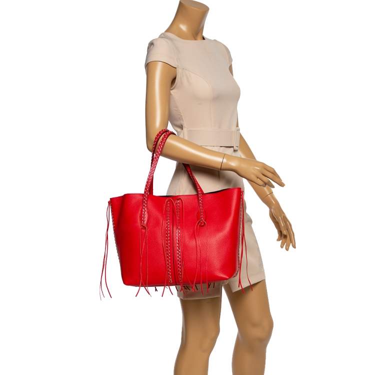 Pre Owned Tod's Red Leather ANJ Rings Shopper Tote