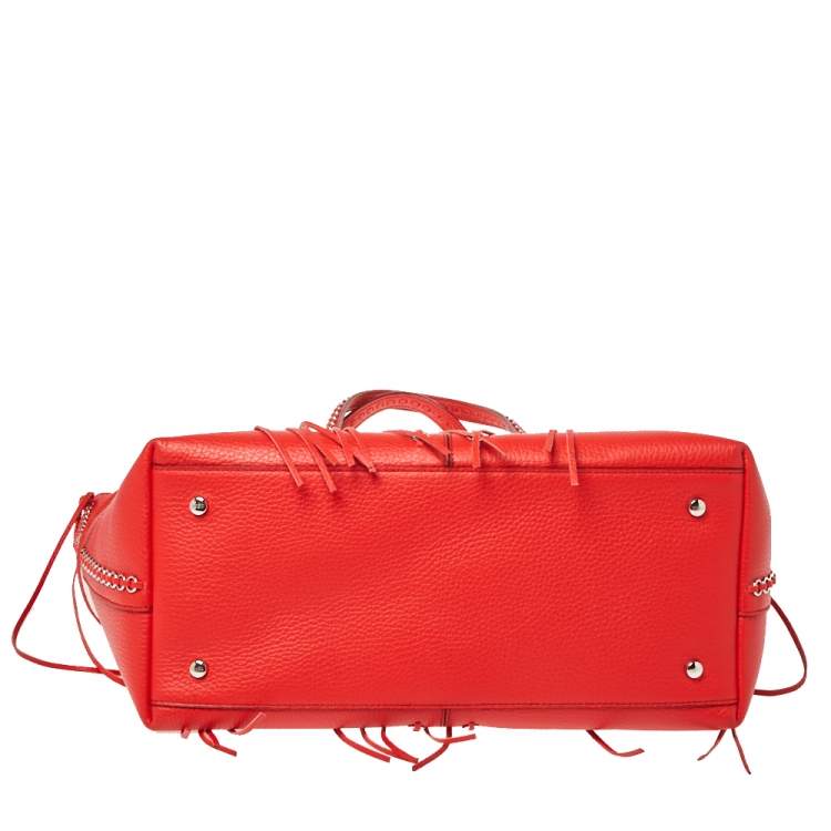 Pre Owned Tod's Red Leather ANJ Rings Shopper Tote